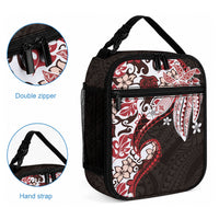 Monstera Plumeria Flowers Red Lunch Bag Polynesian Pattern LT01 - Polynesian Pride