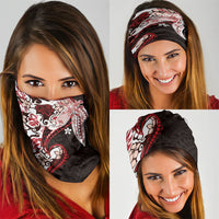 Monstera Plumeria Flowers Red Neck Gaiter Polynesian Pattern