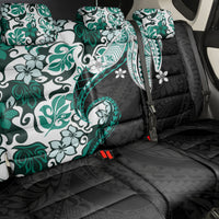 Monstera Plumeria Flowers Teal Back Car Seat Cover Polynesian Pattern