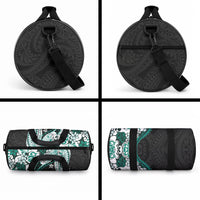 Monstera Plumeria Flowers Teal Duffle Bag Polynesian Pattern LT01 - Polynesian Pride
