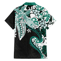 Monstera Plumeria Flowers Teal Family Matching Long Sleeve Bodycon Dress and Hawaiian Shirt Polynesian Pattern LT01 - Polynesian Pride
