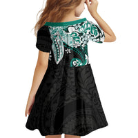Monstera Plumeria Flowers Teal Family Matching Off Shoulder Maxi Dress and Hawaiian Shirt Polynesian Pattern LT01 - Polynesian Pride