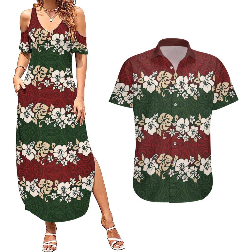 Hawaiian Hibiscus Christmas Color Couples Matching Summer Maxi Dress and Hawaiian Shirt Unique
