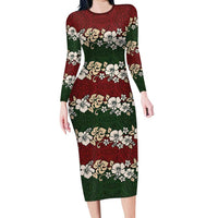 Hawaiian Hibiscus Christmas Color Family Matching Long Sleeve Bodycon Dress and Hawaiian Shirt Unique