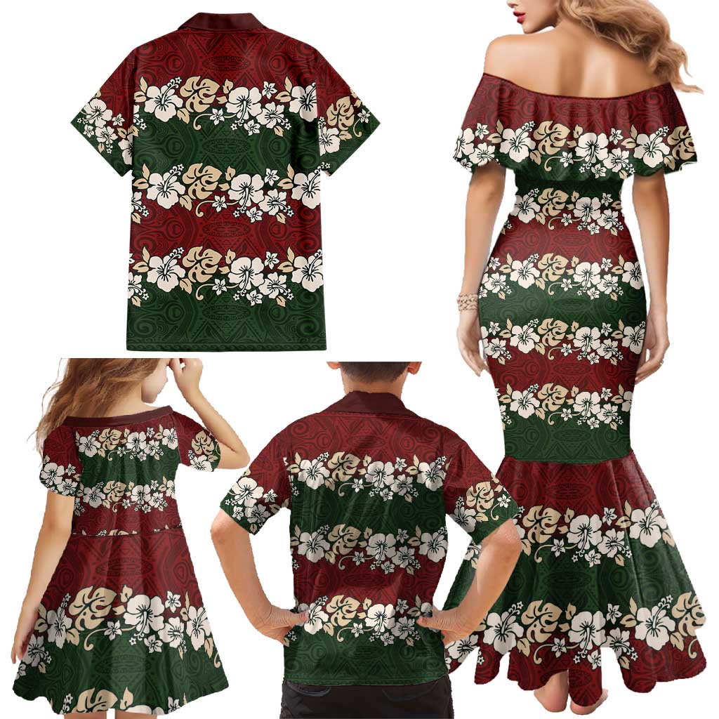 Hawaiian Hibiscus Christmas Color Family Matching Mermaid Dress and Hawaiian Shirt Unique LT01 - Polynesian Pride