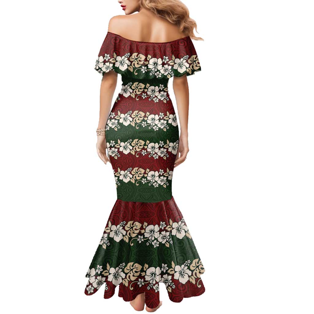 Hawaiian Hibiscus Christmas Color Family Matching Mermaid Dress and Hawaiian Shirt Unique LT01 - Polynesian Pride