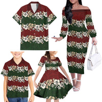Hawaiian Hibiscus Christmas Color Family Matching Off The Shoulder Long Sleeve Dress and Hawaiian Shirt Unique LT01 - Polynesian Pride
