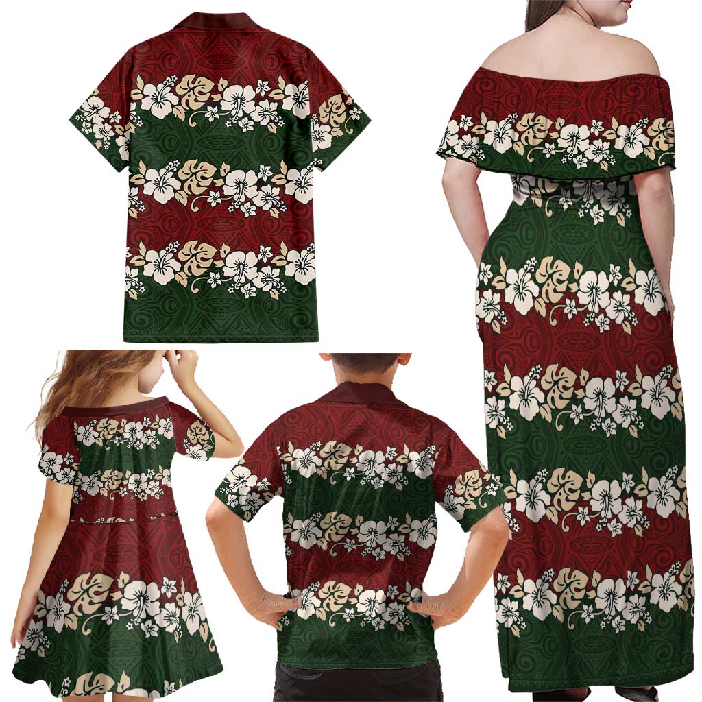 Hawaiian Hibiscus Christmas Color Family Matching Off Shoulder Maxi Dress and Hawaiian Shirt Unique LT01 - Polynesian Pride