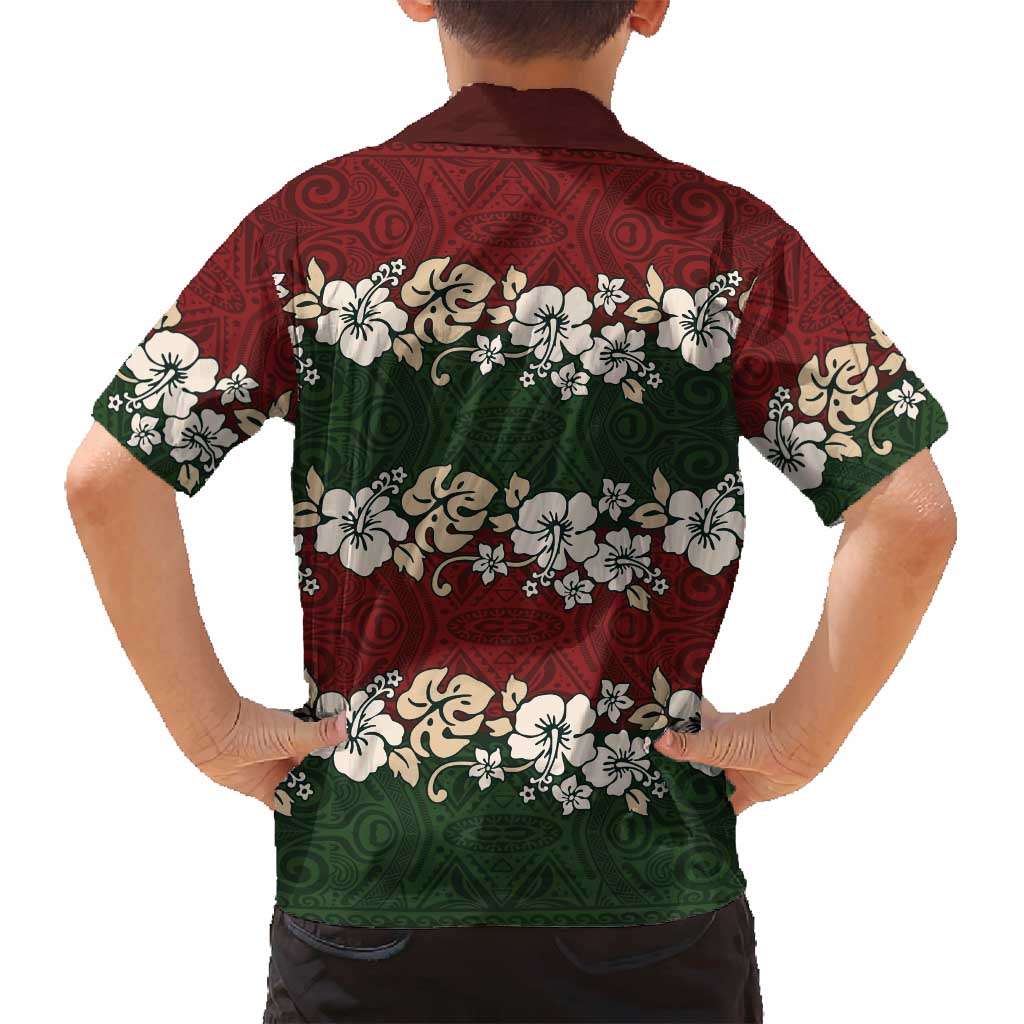 Hawaiian Hibiscus Christmas Color Family Matching Off Shoulder Short Dress and Hawaiian Shirt Unique LT01 - Polynesian Pride