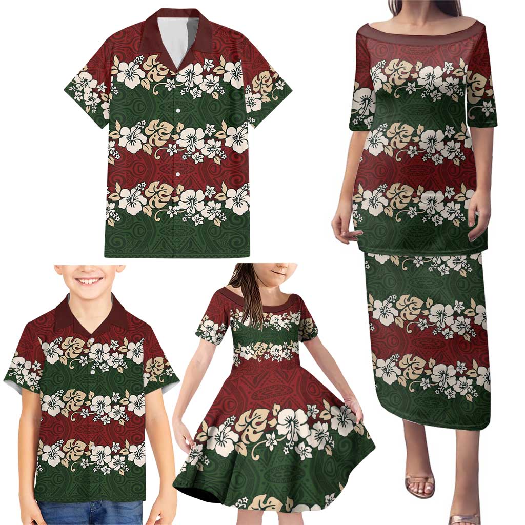 Hawaiian Hibiscus Christmas Color Family Matching Puletasi and Hawaiian Shirt Unique LT01 - Polynesian Pride