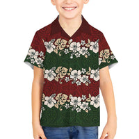 Hawaiian Hibiscus Christmas Color Family Matching Short Sleeve Bodycon Dress and Hawaiian Shirt Unique