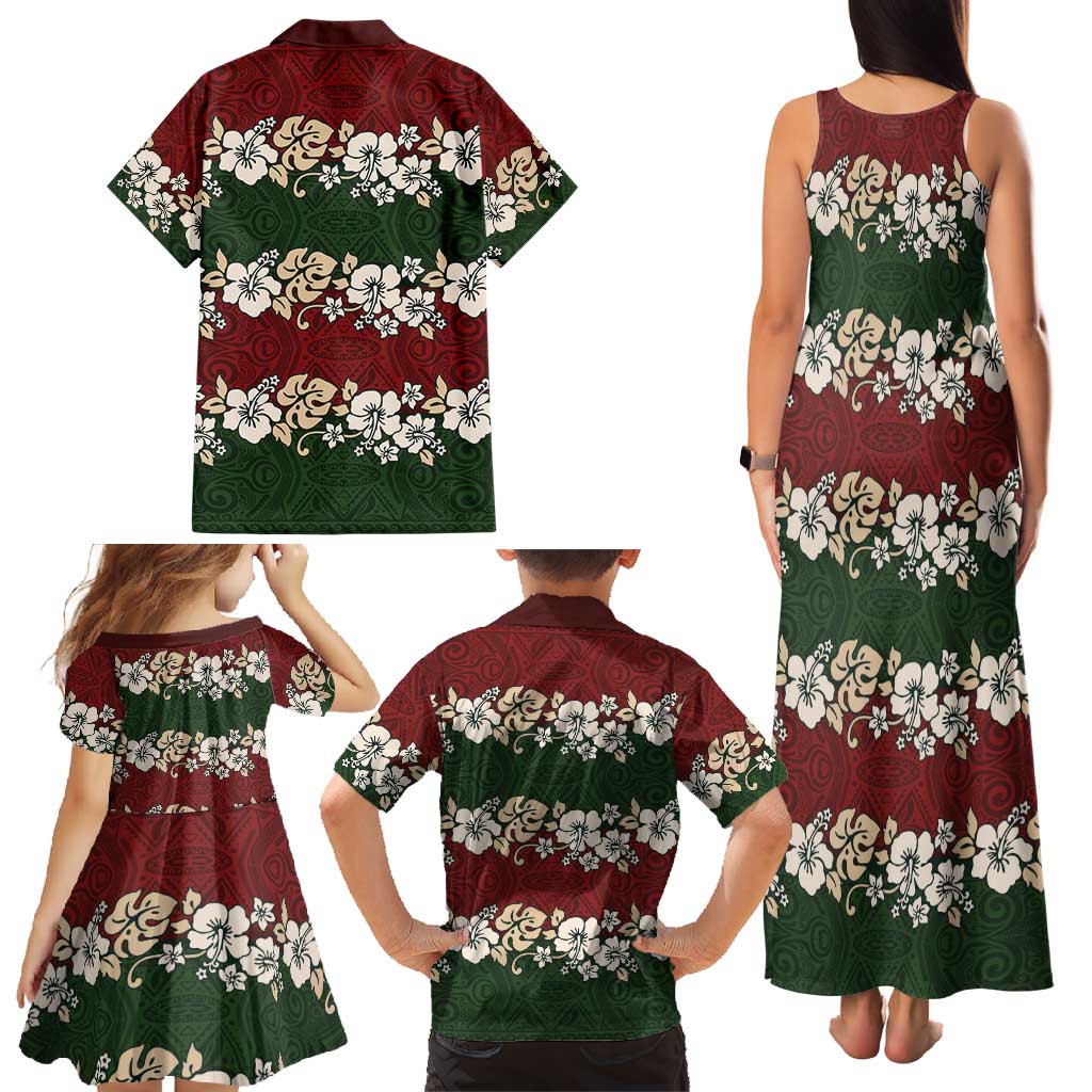 Hawaiian Hibiscus Christmas Color Family Matching Tank Maxi Dress and Hawaiian Shirt Unique