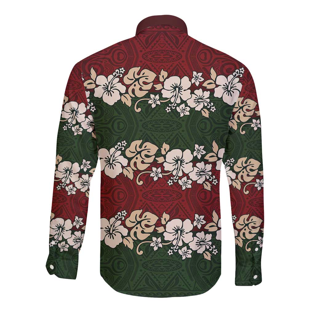 Hawaiian Hibiscus Christmas Color Long Sleeve Button Shirt Unique LT01 - Polynesian Pride