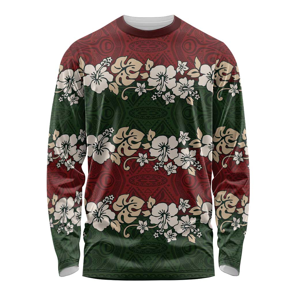 Hawaiian Hibiscus Christmas Color Long Sleeve Shirt Unique LT01 Unisex Red - Polynesian Pride