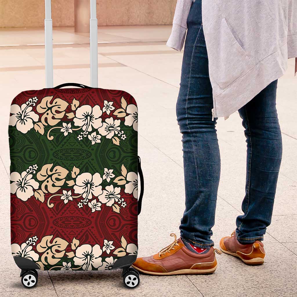 Hawaiian Hibiscus Christmas Color Luggage Cover Unique LT01 Red - Polynesian Pride