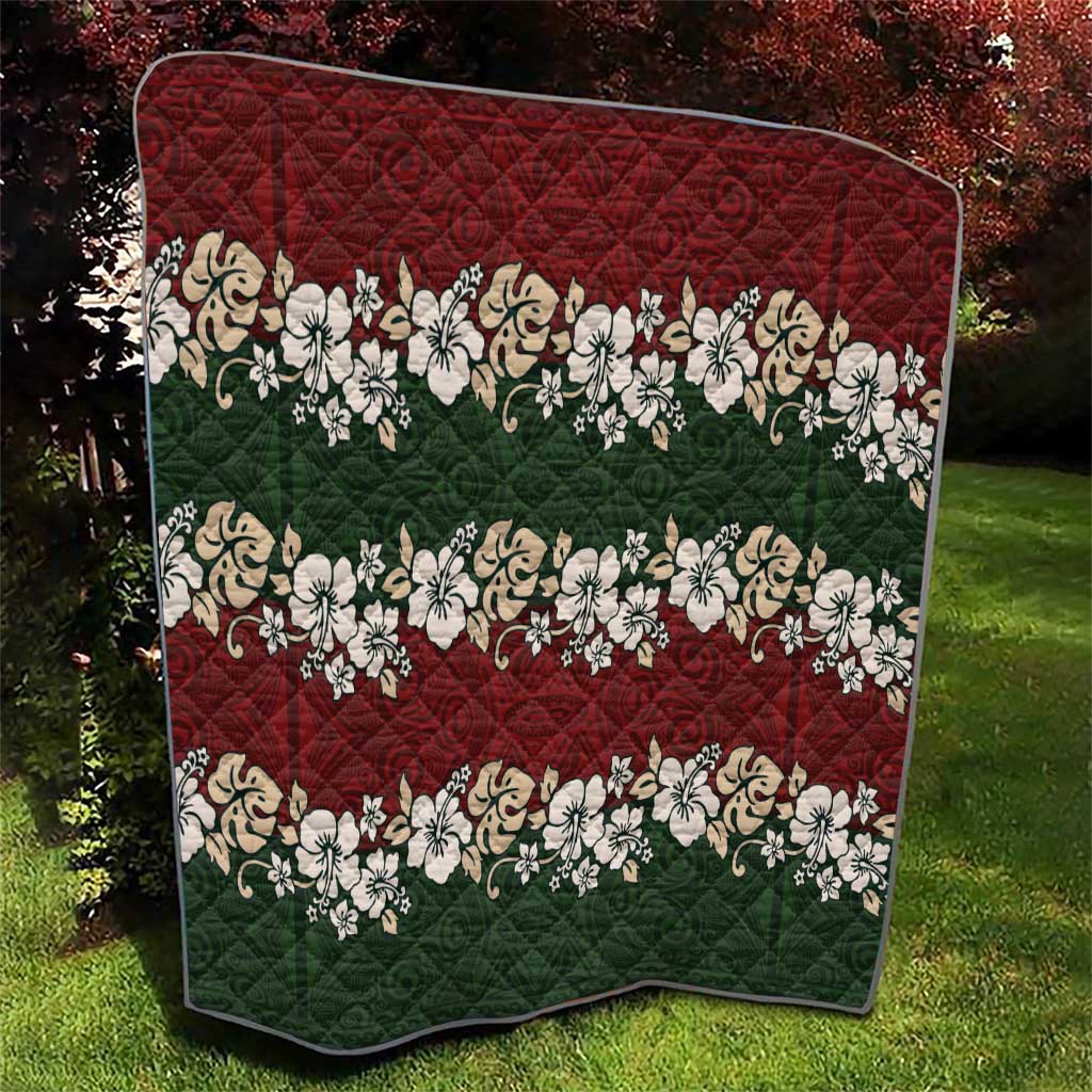 Hawaiian Hibiscus Christmas Color Quilt Unique