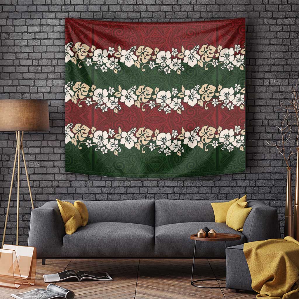 Hawaiian Hibiscus Christmas Color Tapestry Unique