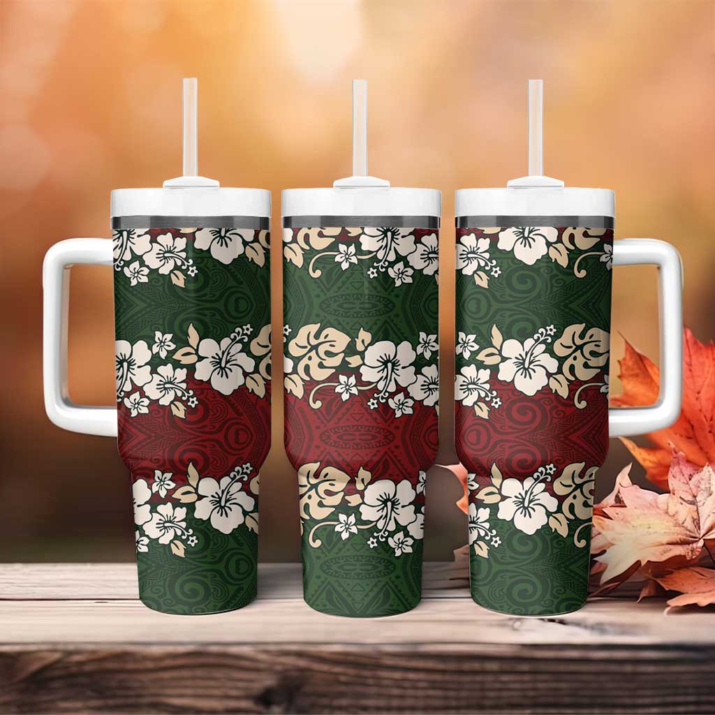 Hawaiian Hibiscus Christmas Color Tumbler With Handle Unique