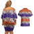 Hawaiian Hibiscus Couples Matching Off Shoulder Short Dress and Hawaiian Shirt Orange and Purple Unique