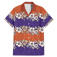 Hawaiian Hibiscus Family Matching Mermaid Dress and Hawaiian Shirt Orange and Purple Unique LT01 Dad's Shirt - Short Sleeve Orange - Polynesian Pride