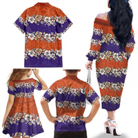 Hawaiian Hibiscus Family Matching Off The Shoulder Long Sleeve Dress and Hawaiian Shirt Orange and Purple Unique LT01 - Polynesian Pride