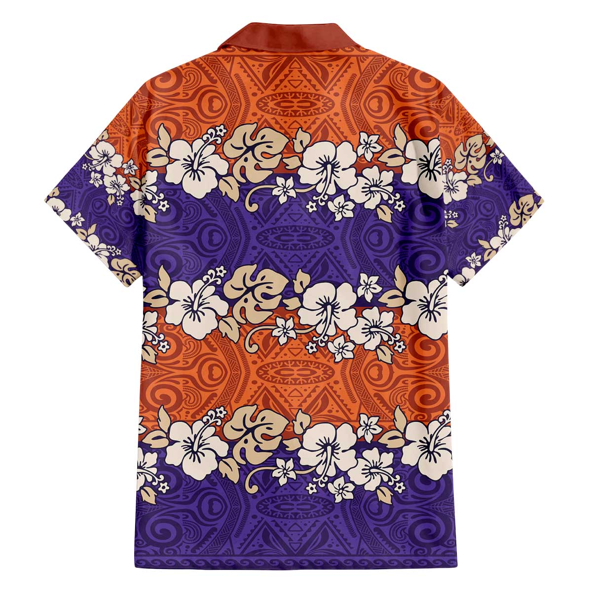 Hawaiian Hibiscus Family Matching Off The Shoulder Long Sleeve Dress and Hawaiian Shirt Orange and Purple Unique LT01 - Polynesian Pride