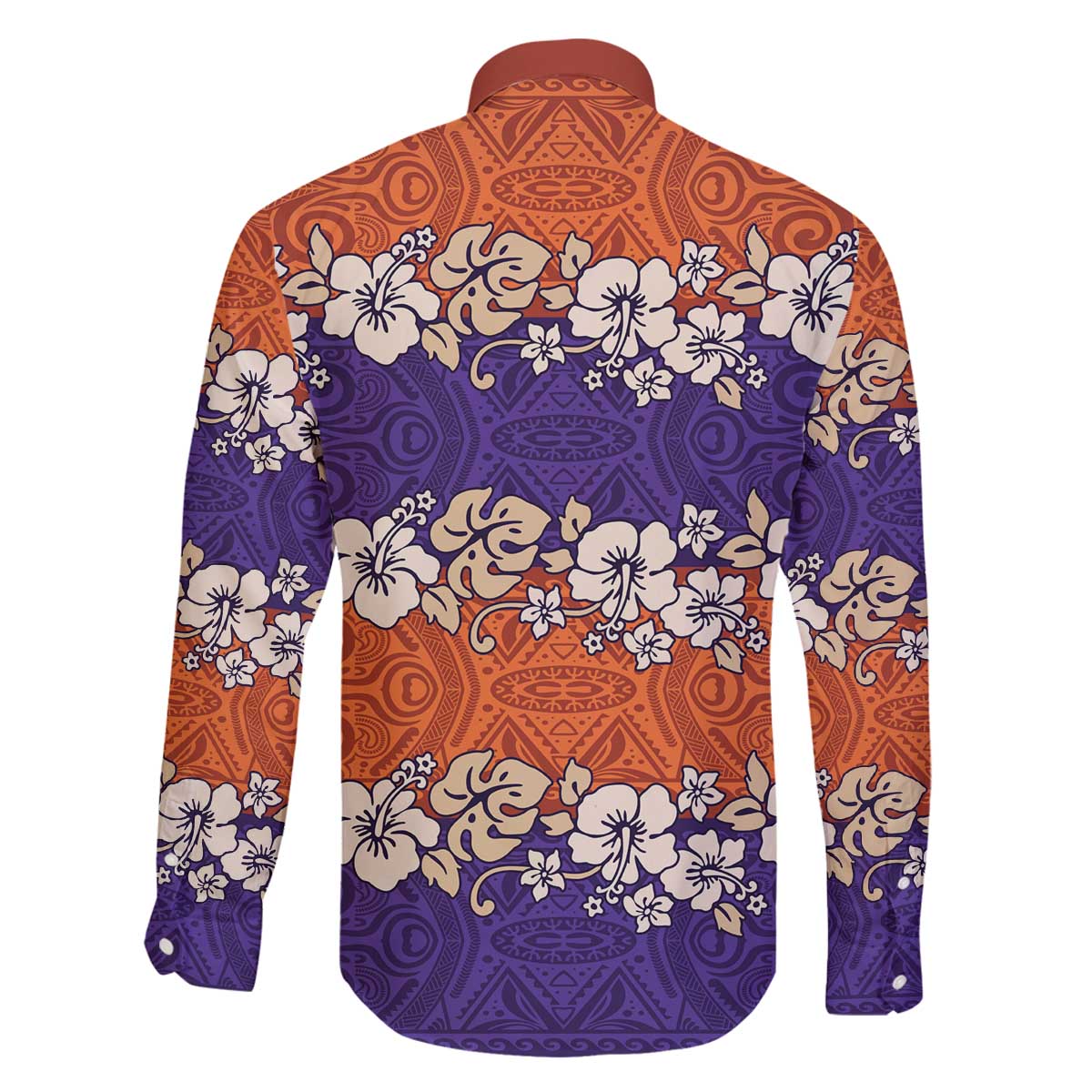 Hawaiian Hibiscus Family Matching Off The Shoulder Long Sleeve Dress and Hawaiian Shirt Orange and Purple Unique LT01 - Polynesian Pride