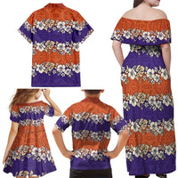 Hawaiian Hibiscus Family Matching Off Shoulder Maxi Dress and Hawaiian Shirt Orange and Purple Unique LT01 - Polynesian Pride