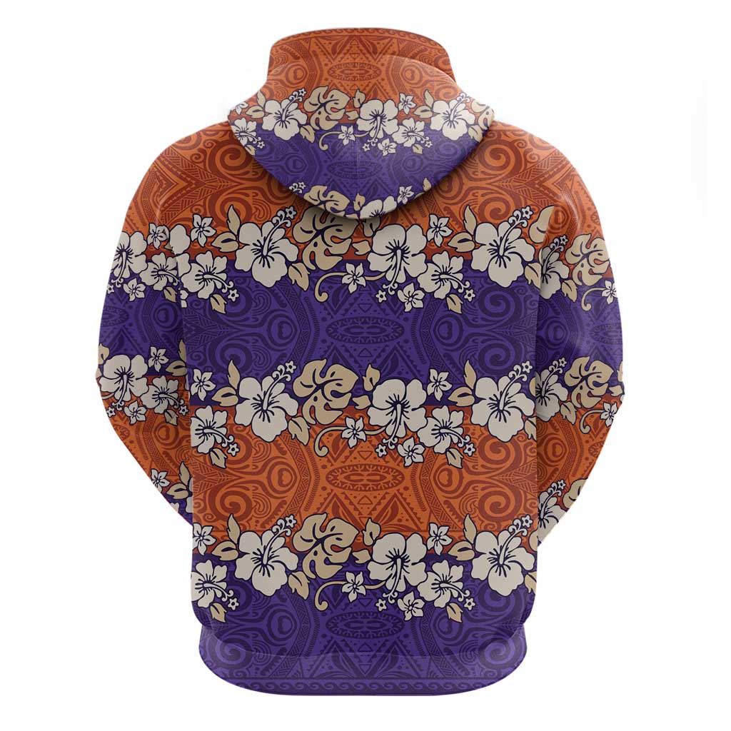 Hawaiian Hibiscus Hoodie Orange and Purple Unique LT01 - Polynesian Pride