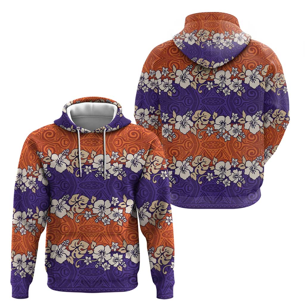 Hawaiian Hibiscus Hoodie Orange and Purple Unique LT01 - Polynesian Pride