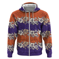Hawaiian Hibiscus Hoodie Orange and Purple Unique LT01 Zip Hoodie Orange - Polynesian Pride