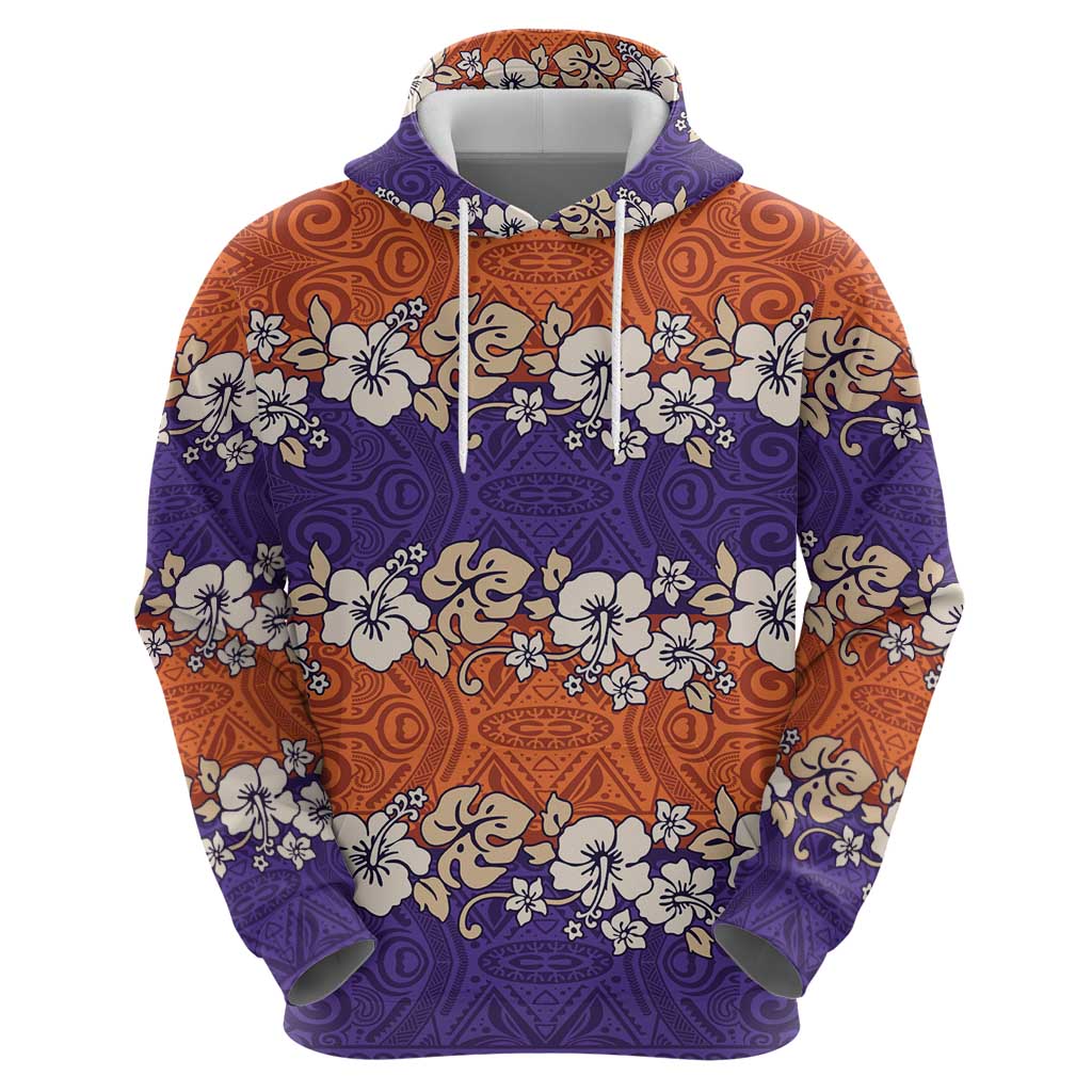 Hawaiian Hibiscus Hoodie Orange and Purple Unique LT01 - Polynesian Pride