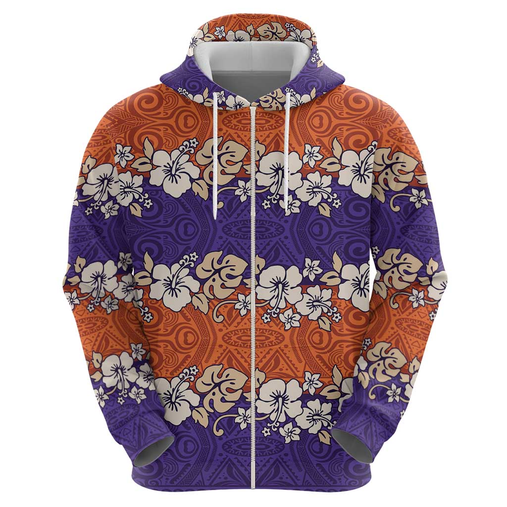 Hawaiian Hibiscus Hoodie Orange and Purple Unique LT01 - Polynesian Pride