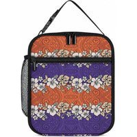 Hawaiian Hibiscus Lunch Bag Orange and Purple Unique LT01 10.2 × 8.3 × 4.3 inch Orange - Polynesian Pride