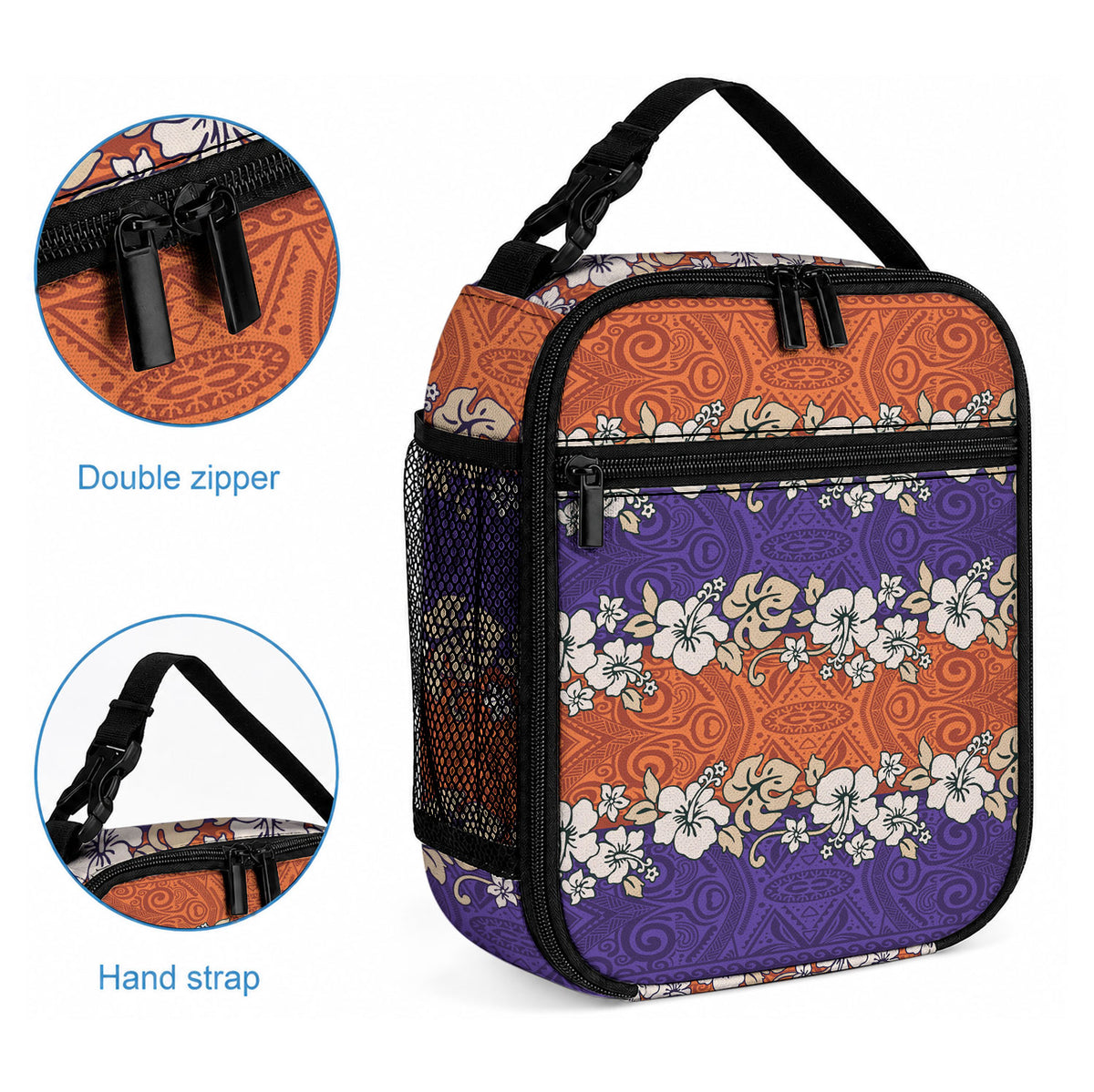 Hawaiian Hibiscus Lunch Bag Orange and Purple Unique LT01 - Polynesian Pride