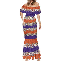 Hawaiian Hibiscus Mermaid Dress Orange and Purple Unique LT01 - Polynesian Pride