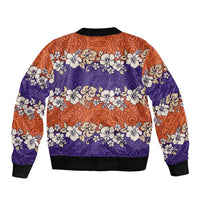 Hawaiian Hibiscus Sleeve Zip Bomber Jacket Orange and Purple Unique LT01 - Polynesian Pride