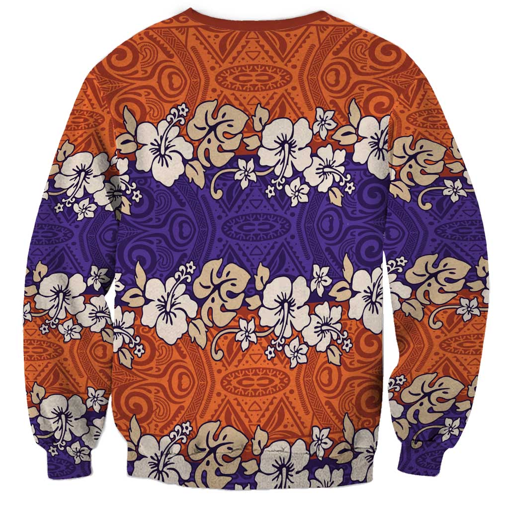 Hawaiian Hibiscus Sweatshirt Orange and Purple Unique