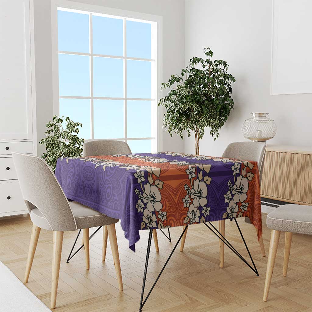 Hawaiian Hibiscus Tablecloth Orange and Purple Unique