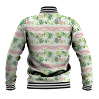 Monstera Tiare Plumeria Lei Pattern Baseball Jacket Green Version LT01 - Polynesian Pride