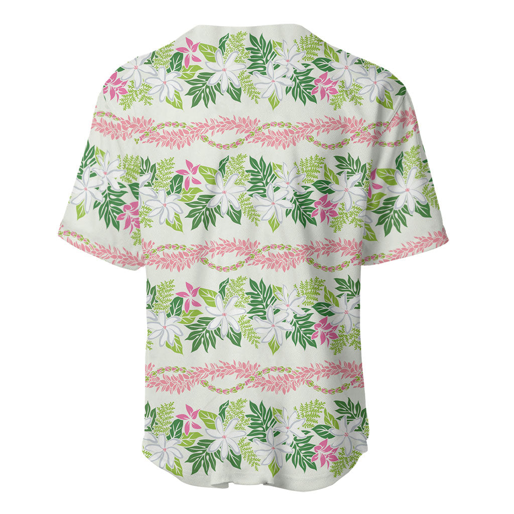 Monstera Tiare Plumeria Lei Pattern Baseball Jersey Green Version LT01 - Polynesian Pride