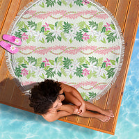 Monstera Tiare Plumeria Lei Pattern Beach Blanket Green Version LT01 - Polynesian Pride