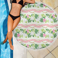 Monstera Tiare Plumeria Lei Pattern Beach Blanket Green Version LT01 - Polynesian Pride
