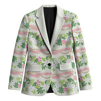 Monstera Tiare Plumeria Lei Pattern Blazer Green Version LT01 Unisex Green - Polynesian Pride
