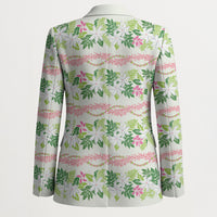 Monstera Tiare Plumeria Lei Pattern Blazer Green Version LT01 - Polynesian Pride