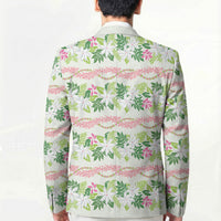 Monstera Tiare Plumeria Lei Pattern Blazer Green Version LT01 - Polynesian Pride