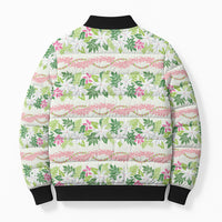 Monstera Tiare Plumeria Lei Pattern Bomber Puffer Jacket Green Version LT01 - Polynesian Pride