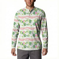Monstera Tiare Plumeria Lei Pattern Button Sweatshirt Green Version LT01 - Polynesian Pride