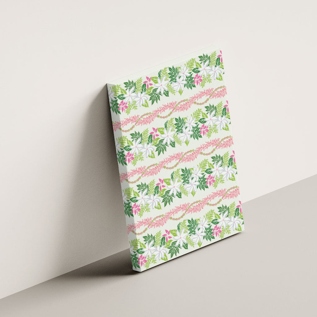 Monstera Tiare Plumeria Lei Pattern Canvas Wall Art Green Version LT01 - Polynesian Pride