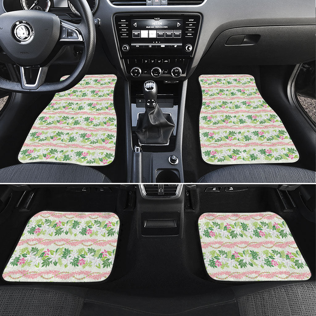 Monstera Tiare Plumeria Lei Pattern Car Mats Green Version